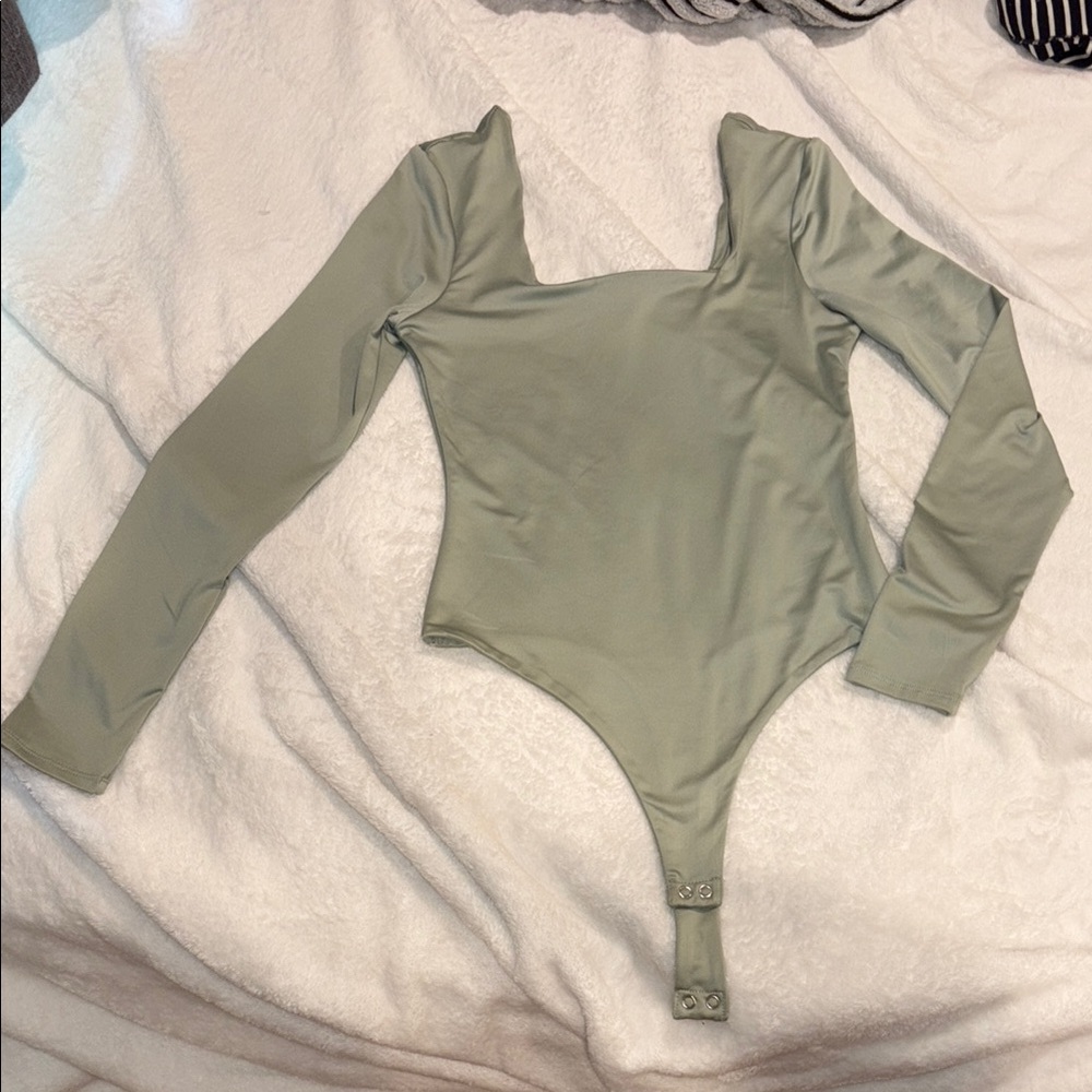 Crave Fame Women's Long Sleeve Bodysuit in Sage